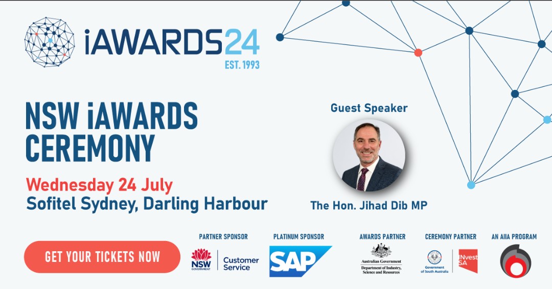 Join us in celebrating finalists in the NSW State iAwards Ceremony and enjoy lunch while listening to our keynote address by the Hon. Jihad Dib, Minister for Customer Service and Digital Government,  Get your tickets today. 

aiia.com.au/event/2024-nsw…

#iAwards #AIIA #Innovation
