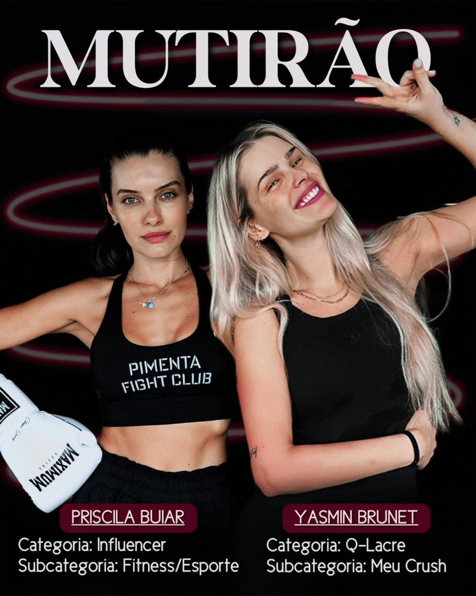 🏆 MUTIRÃO PJB  feat <a href="/updateyasminb/">Update Yasmin Brunet</a>

-Vote em Priscila Buiar como "Influencer - Fitness/Esporte"

- Vote em Yasmin Brunet como “Meu Crush”

🔗votacao.premiojovem.com.br/vote

‼️ A cada 10 votos, comente um emoji.

META: 300 comentários

<a href="/artcbuiar/">ra!ssa</a> <a href="/qgdapriscila/">QG Priscila Buiar</a> <a href="/parapribuiar/">Thau 🤍✨</a>