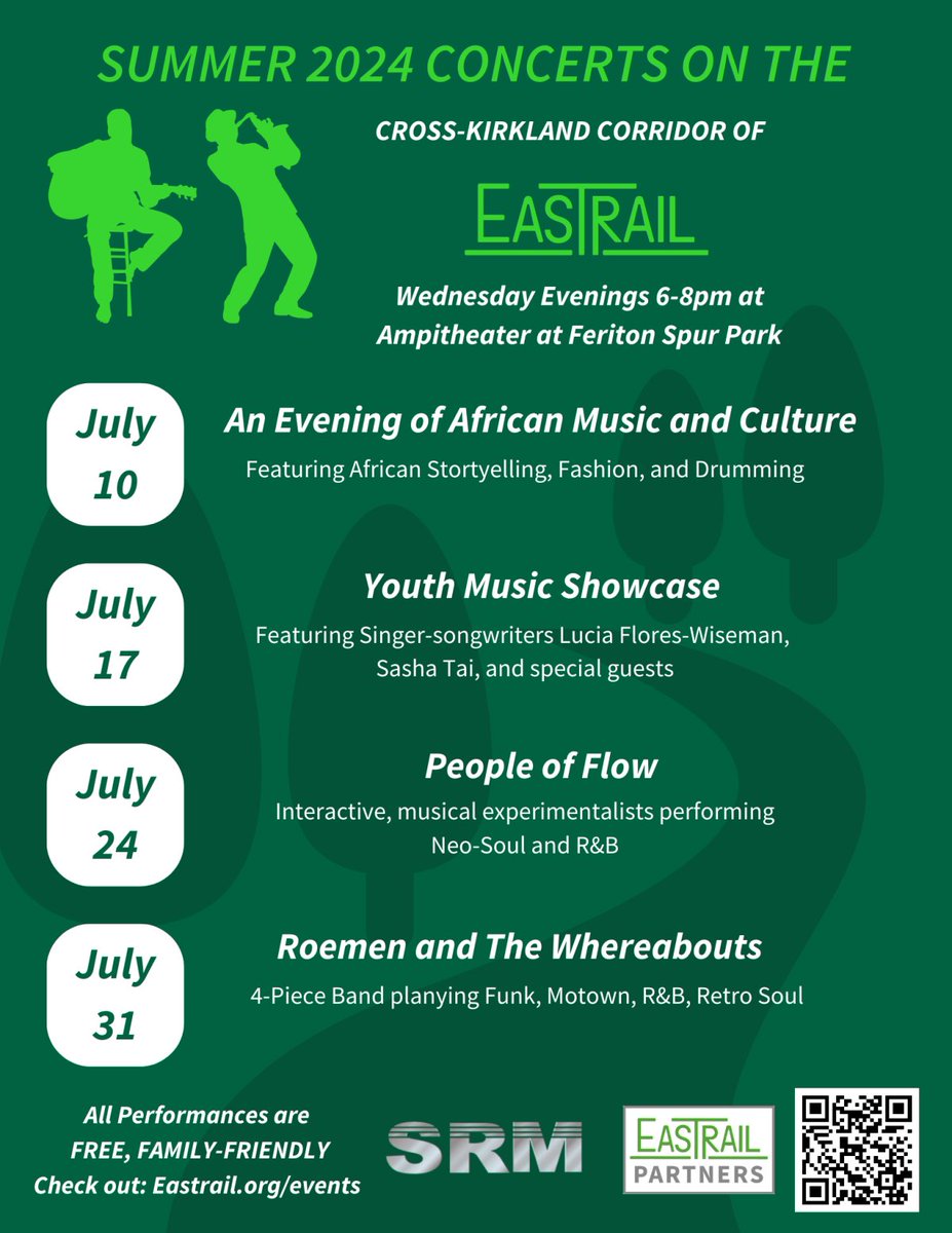 Don't miss out! This free performing arts series will bring diverse performances for neighbors, trail users, &amp; the community. Come by Feriton Spur Park, 509 6th Street South, on Wednesdays from 6 - 8 pm.

This week's feature: Youth Music Showcase. More: kirklandwa.gov/Whats-Happenin…