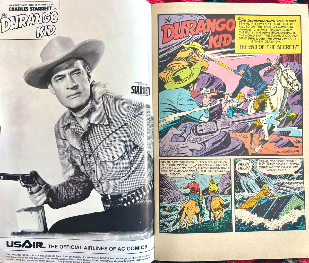 DallanB's tweet photo. These reprints were a great way to get a taste of some 1950s Western fun without Golden Age prices.
Dig those photo covers.
#TheDurangoKid #1 (1990) from
#Americomics 1/2 https://t.co/ldaH8zFpZr