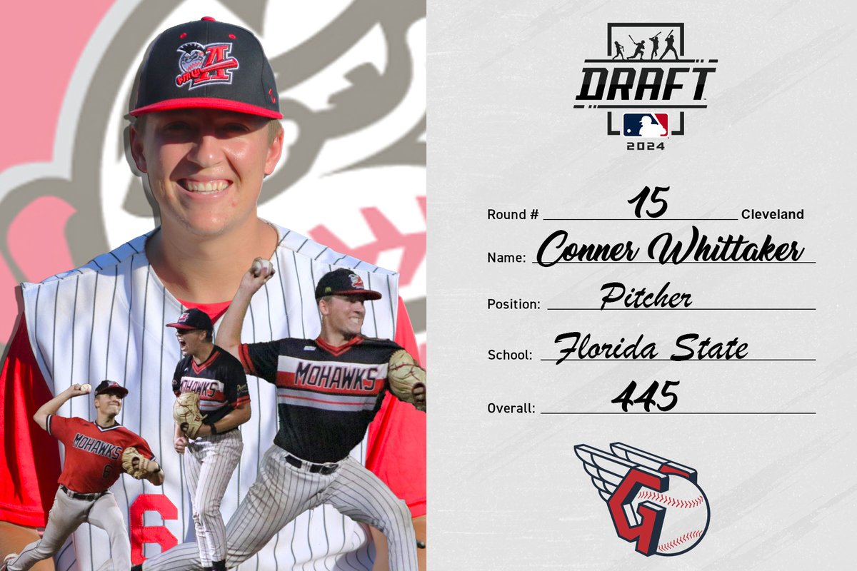 Congratulations to 2022 Mohawk Conner Whittaker on being selected by the Cleveland Guardians in the 15th Round of the MLB Draft