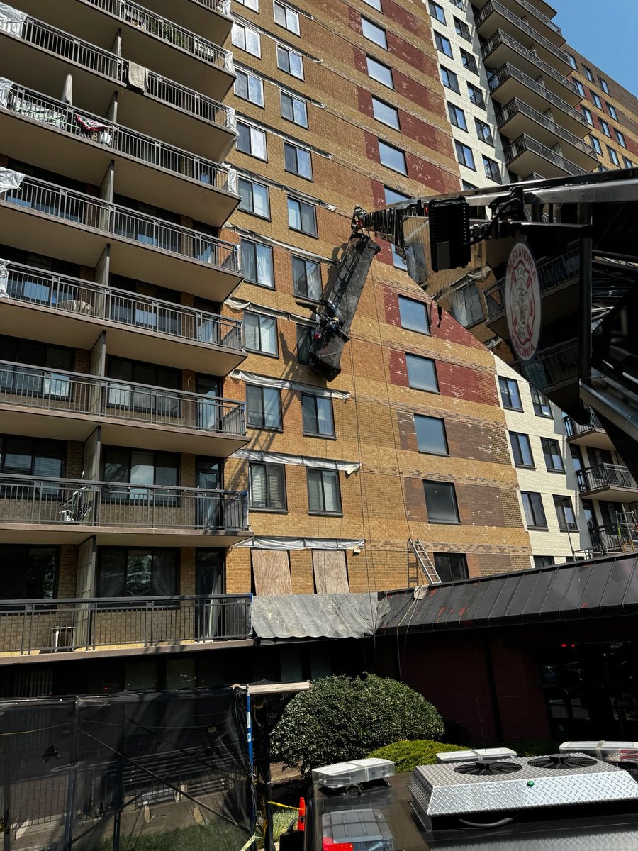Earlier today, our members worked to rescue a trapped worker suspended several floors up in the 800 Block of N Pitt Street in North Old Town.