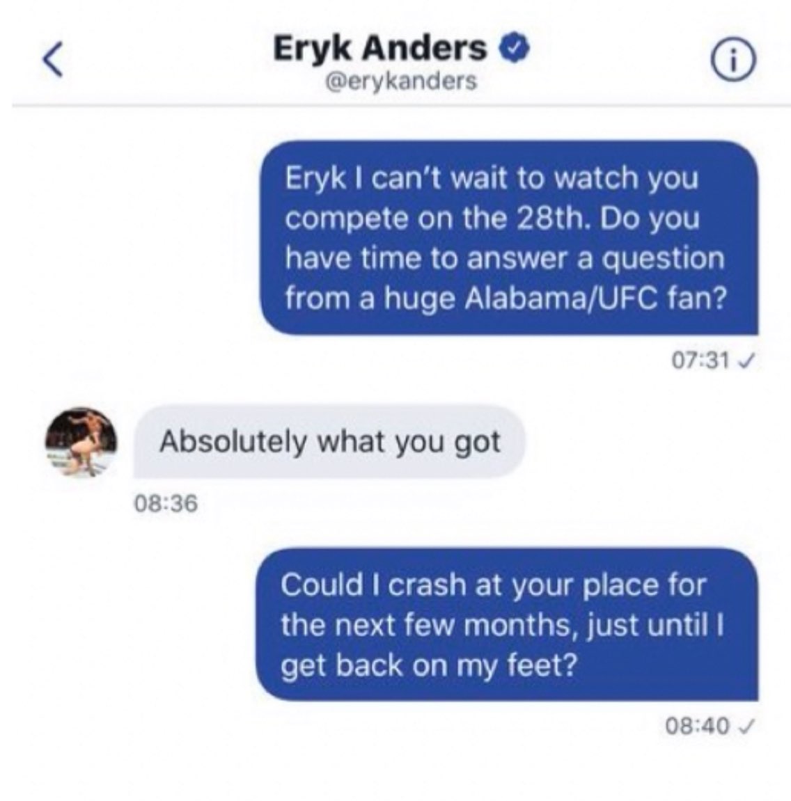 McGregorRousey2's tweet photo. My new hobby is dming UFC fighters inconvenient questions https://t.co/cxUoh1LoLd