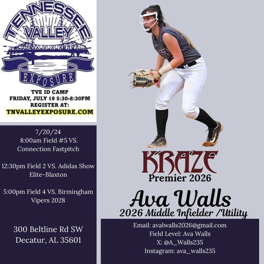 Mitchell Walls (@mitchellwalls_5) on Twitter photo It’s happening this weekend! We hope to see you around the park. <a href="/snead_softball/">Snead State Softball 2024-2025</a> <a href="/Mmitigerssoftba/">MMI Softball</a> <a href="/WallaceStSB/">Wallace State Softball</a> <a href="/carsonowens12/">Carson O.</a> <a href="/SoftballCalhoun/">Calhoun Softball</a> <a href="/AJDaugherty1/">A.J. Daugherty</a> <a href="/SSCC_Softball/">Shelton State Softball</a> <a href="/Kraze2026/">Kraze Premier 2026</a> <a href="/NWSCC_SB/">Northwest Shoals Softball</a> <a href="/UNASoftball/">North Alabama Softball</a> <a href="/UTSSoftball/">UTSouthern Softball</a> It’s happening this weekend! We hope to see you around the park. <a href="/snead_softball/">Snead State Softball 2024-2025</a> <a href="/Mmitigerssoftba/">MMI Softball</a> <a href="/WallaceStSB/">Wallace State Softball</a> <a href="/carsonowens12/">Carson O.</a> <a href="/SoftballCalhoun/">Calhoun Softball</a> <a href="/AJDaugherty1/">A.J. Daugherty</a> <a href="/SSCC_Softball/">Shelton State Softball</a> <a href="/Kraze2026/">Kraze Premier 2026</a> <a href="/NWSCC_SB/">Northwest Shoals Softball</a> <a href="/UNASoftball/">North Alabama Softball</a> <a href="/UTSSoftball/">UTSouthern Softball</a>