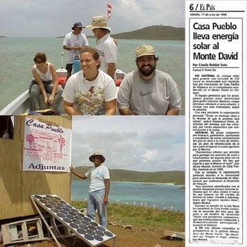 casapuebloorg's tweet photo. A esta hora de la tarde/noche del 16 de julio de 1999 estaríamos por completar la instalación solar en Monte David. Al día siguiente, nuestra agenda de trabajo fue publicada en El Mundo y @ElNuevoDia por Camille Roldán. #25años #MarchadelSol #CasaPueblo #Vieques https://t.co/k4tPz798qz