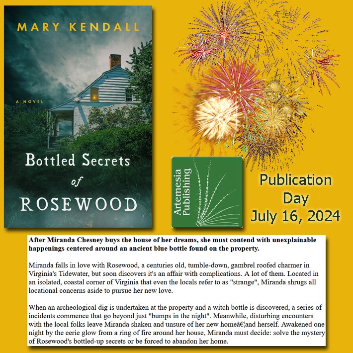 fictionophile's tweet photo. Congratulations to Mary Kendall! Her novel #BottledSecretsOfRosewood is published today by Artemesia Publishing @ArtemesiaGeoff #NewBook #AnticipatedRead #booklovers #bookbloggers #Fictionophile @MaryLavin49 https://t.co/FMgHORHb7F