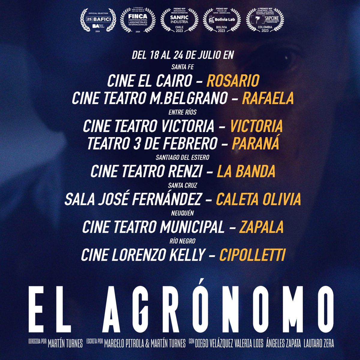 martinturnes's tweet photo. Este Jueves 18 de Julio estrenamos @ElAgronomoFilm en Argentina y nos vamos de gira por Santa Fe y Entre Ríos a presentar la película!

A continuación todas las salas, que son muchas, cada una con su flyer!

#elagronomofilm #cineargentino #defiendocineargentino #culturaargentina https://t.co/eQon5zHFAd