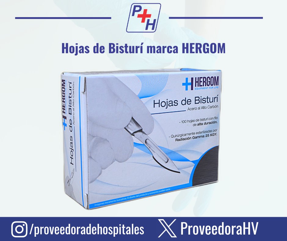 ProveedoraHV's tweet photo. ¡Contamos con hoja de bisturí marca HERGOM¡. 🧑‍⚕ 
✅ Acero al alto carbón.
✅ 100 hojas de bisturí con filo de alta duración.
✅ Quirúrgicamente esterilizadas por radicación gamma 25 KGY.

¡Contáctanos! 📲
WhatsApp: 7223505862 📱

Seguridad y confianza desde 1987. 🏅

#Hergom https://t.co/8hbck1wXRW