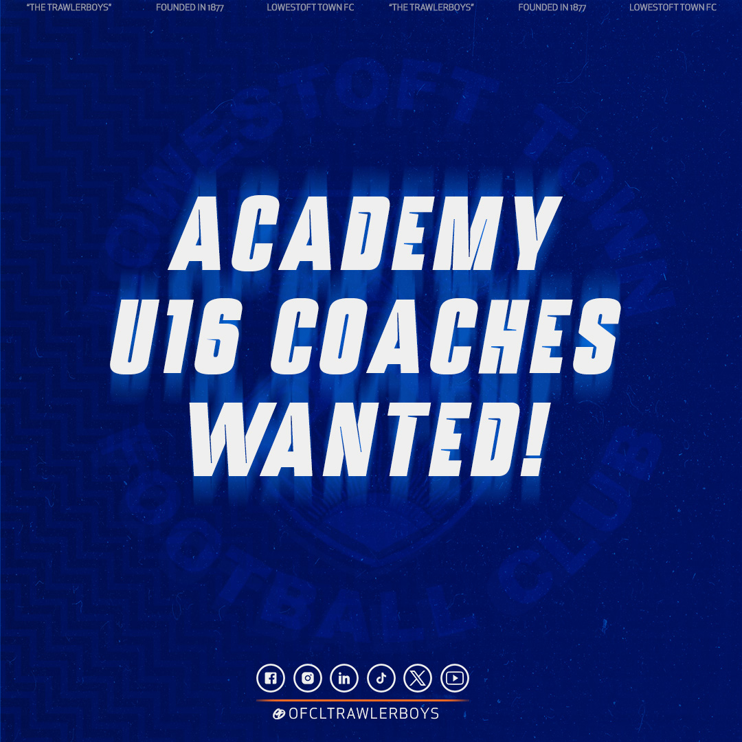 OFCLTRAWLERBOYS's tweet photo. 𝗔𝗖𝗔𝗗𝗘𝗠𝗬 𝗨𝟭𝟲 𝗖𝗢𝗔𝗖𝗛𝗘𝗦 𝗪𝗔𝗡𝗧𝗘𝗗!

The Centre of Excellence is seeking coaches for our U16 side.
We are seeking applicants for our U16 side that will be competing in the Junior Premier League this coming season.

We work towards providing experiences, opportunities and challenges to help nurture player development. If you feel like you can contribute in providing these for our players, please fill out the form in the link below and we will be in touch.

🗎 | https://t.co/DXnaMrv023
#THETRAWLERBOYS #U16 #ACADEMY