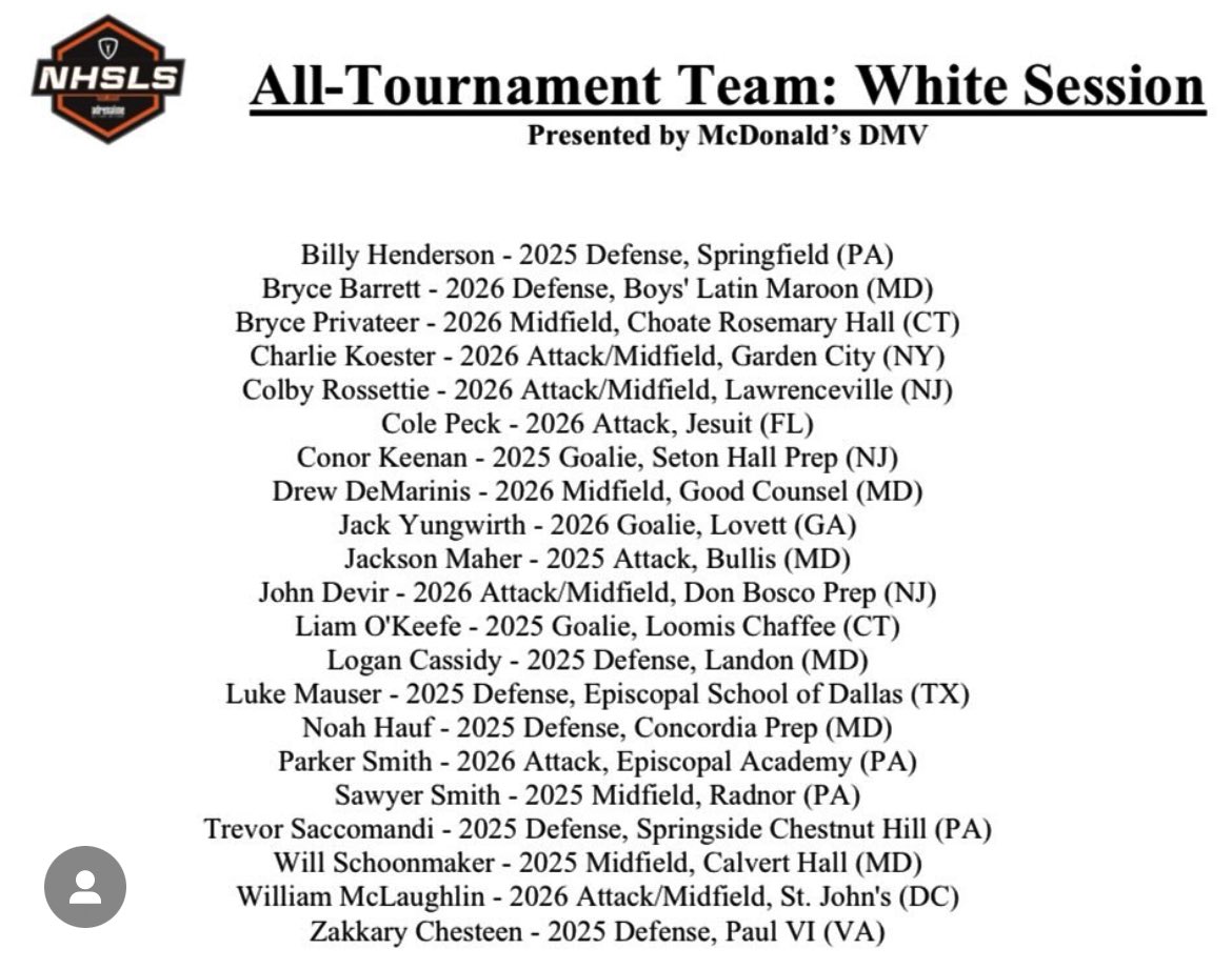 Sawyer_Smith03's tweet photo. This summer I was selected for the NHSLS All Tournament team at the White Session. I was also selected for the Philadelphia team at the New Balance All American games. https://t.co/TMfVDD8m9u