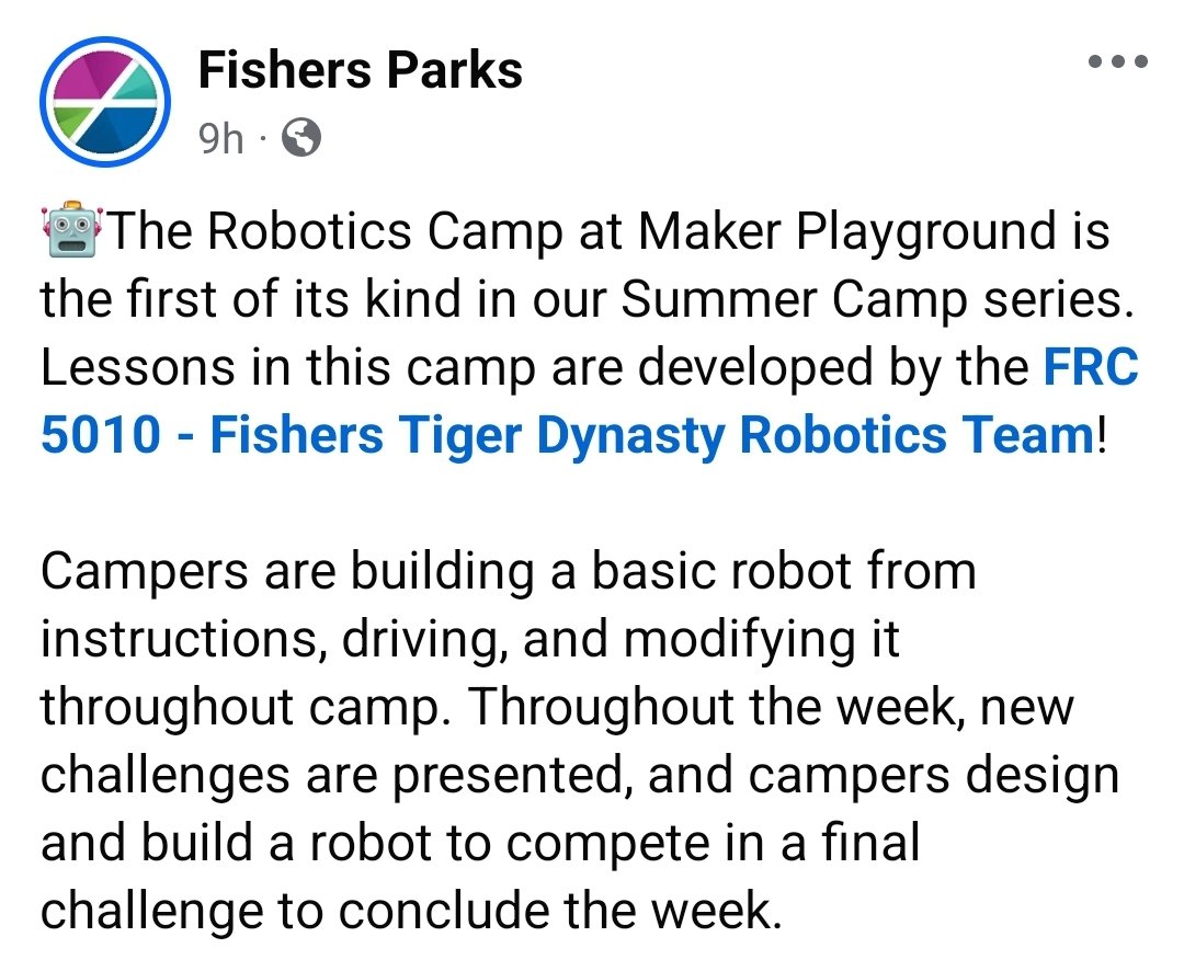 Encouraging STEM. <a href="/HSESchools/">Hamilton Southeastern Schools</a> <a href="/FRCTeams/">FIRST Robotics Competition</a> <a href="/FishersParks/">fishersparks</a> <a href="/FishersIN/">FishersIN</a>