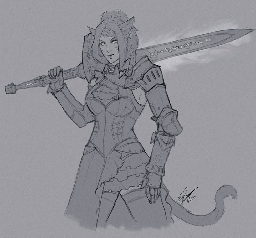 'final fantasy catgirl' commission for Nex on my art discord : ) 
coms still open; elzart.carrd.co
#FinalFantasy #artistsontwitter
