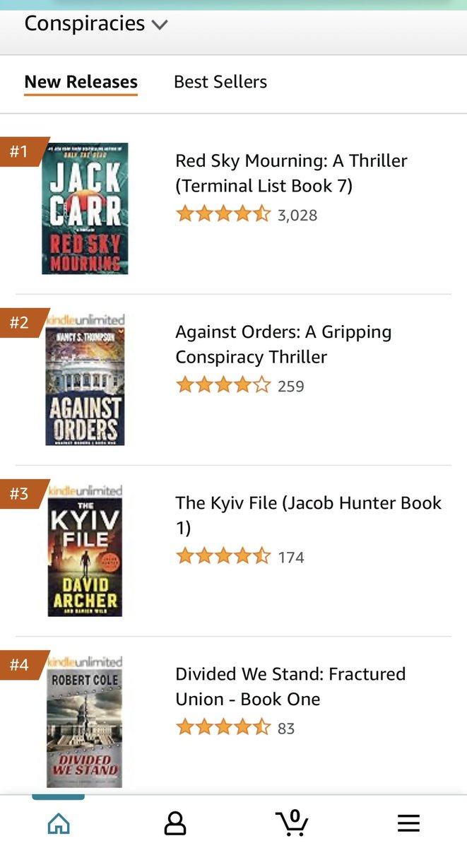 Robert Cole (@robertcolebooks) on Twitter photo Divided We Stand became the #1 political thriller new release in its first two weeks, and now it’s #4 new release of conspiracy thrillers. Honored and humbled to be on the same charts as these amazing authors!
<a href="/JackCarrUSA/">Jack Carr</a> @NancySThompson <a href="/Jeffrey_Archer/">Jeffrey Archer</a> <a href="/BobbyAkart/">Bobby Akart</a> Divided We Stand became the #1 political thriller new release in its first two weeks, and now it’s #4 new release of conspiracy thrillers. Honored and humbled to be on the same charts as these amazing authors!
<a href="/JackCarrUSA/">Jack Carr</a> @NancySThompson <a href="/Jeffrey_Archer/">Jeffrey Archer</a> <a href="/BobbyAkart/">Bobby Akart</a>