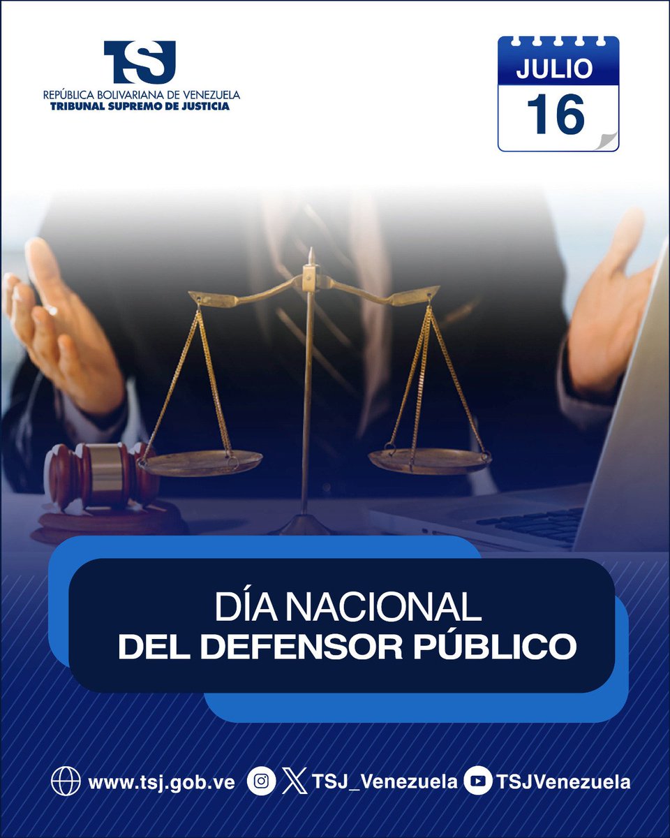 TSJ_Venezuela's tweet photo. Hoy, Día del Defensor Público resaltamos la ardua labor de estos importantes servidores y servidoras judiciales. Nuestro reconocimiento a las y los defensores públicos. https://t.co/3GSja7Pa6e