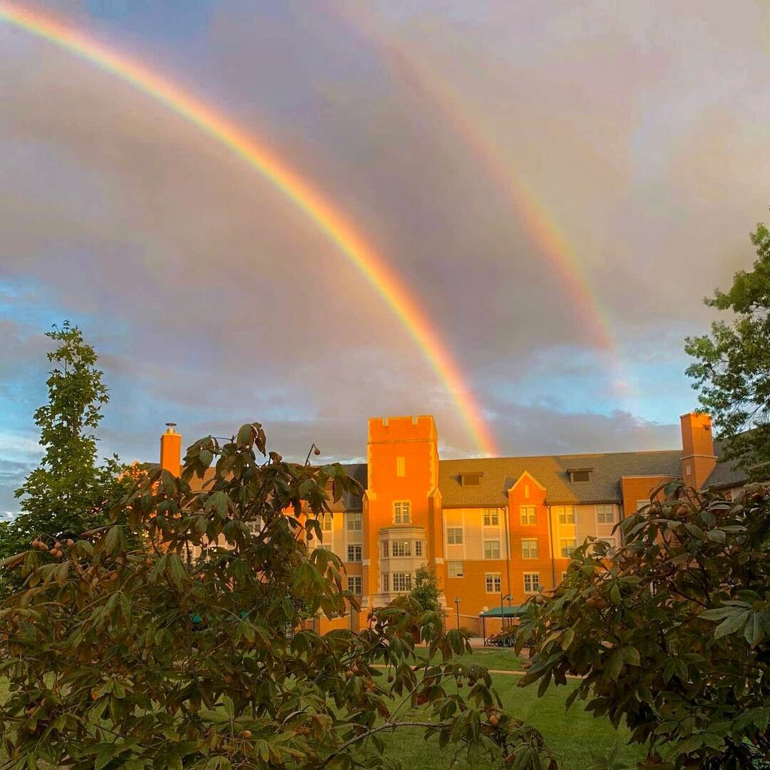 WashU's tweet photo. It's raining today, but we're feeling great. See you in a month, #WashU28! ❤️🐻💚 https://t.co/yu1CrQhX11
