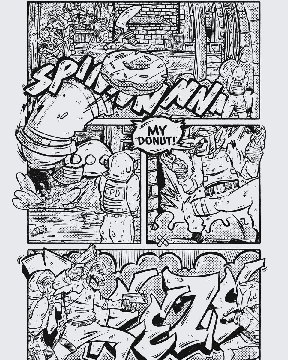 BasicDoes's tweet photo. Finished inking page 3 of Street Magik. This page was complex and wacky. 

#comic #illustration #art #wipart https://t.co/Kn5YKqnxGd