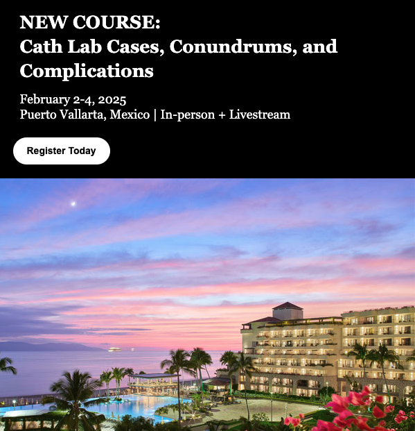 MayoClinicCV's tweet photo. We're excited to launch an all-new #Interventional #CME course in 2025! Don't miss this thrilling, interactive new program on complex interventional cases while enjoying a rejuvenating getaway. Get details and register here: https://t.co/3kGHSsISFe @rajivxgulati @adnanalkhouli https://t.co/LJQwsaaDqs