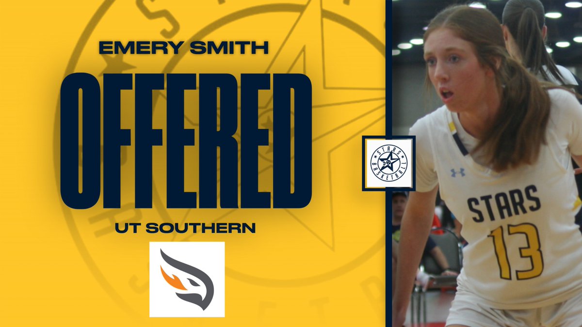 STARS HS GBB (@starsnash_gbb) on Twitter photo Join us in celebrating another STARS Athlete receiving an offer. Emery Smith (<a href="/EmerySmith1306/">Emery Smith</a>), 2025 Premier Athlete, lands an opportunity at UT Southern (@utsouthernwomensbasketball) (<a href="/coachrossjames/">Ross James</a>).
Talented young STAR!
<a href="/jbmac25/">Jason McGehee</a> <a href="/browncraig16172/">Craig Brown</a>
#collegehoops Join us in celebrating another STARS Athlete receiving an offer. Emery Smith (<a href="/EmerySmith1306/">Emery Smith</a>), 2025 Premier Athlete, lands an opportunity at UT Southern (@utsouthernwomensbasketball) (<a href="/coachrossjames/">Ross James</a>).
Talented young STAR!
<a href="/jbmac25/">Jason McGehee</a> <a href="/browncraig16172/">Craig Brown</a>
#collegehoops