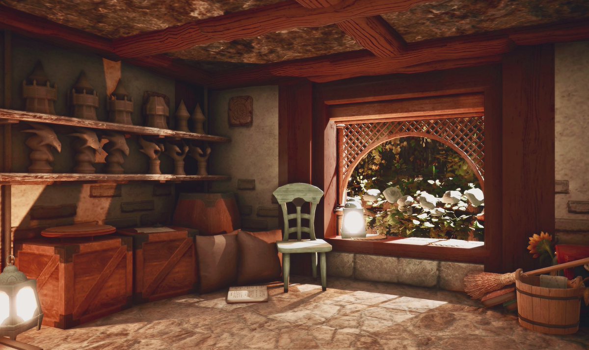 DanonAlaura's tweet photo. Welcome to The Pottery Barn located at Dynamis Kraken Empy W16 P43! Come on in and make your own creations using our pottery wheel or choose from our vast selection of premade pottery to glaze and fire up in the kiln! 

#FF14Housing  #FF14ハウジング #FFXIV  #HousingEden #HGXIV https://t.co/o89ISq5Mmj