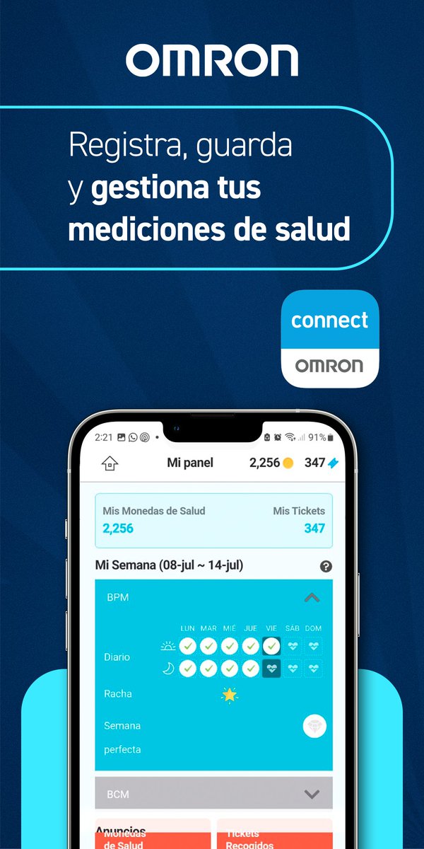 OmronLam's tweet photo. Con OMRON connect el control de tu salud está en tus manos. 📲

Mídete, registra y gestiona las mediciones de tu presión arterial o composición corporal, ¡además participa por increíbles premios! 🎁 https://t.co/4BvLQUGswW