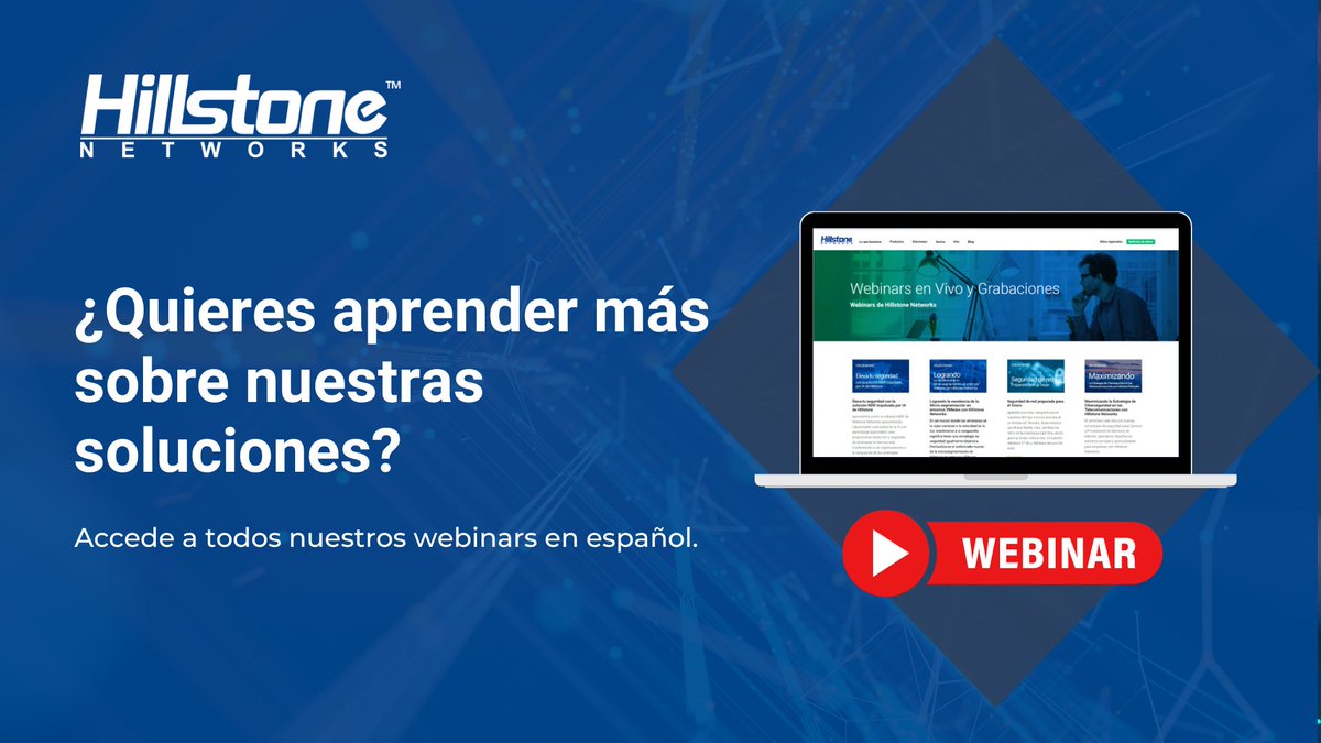 Accede a nuestra colección de webinars on demand en español. Descubre cómo proteger tu infraestructura y garantizar la seguridad de tus datos con Hillstone Networks.
hubs.la/Q02GSJ8z0
#Ciberseguridad #HillstoneNetworksLATAM #SeguridadInformática