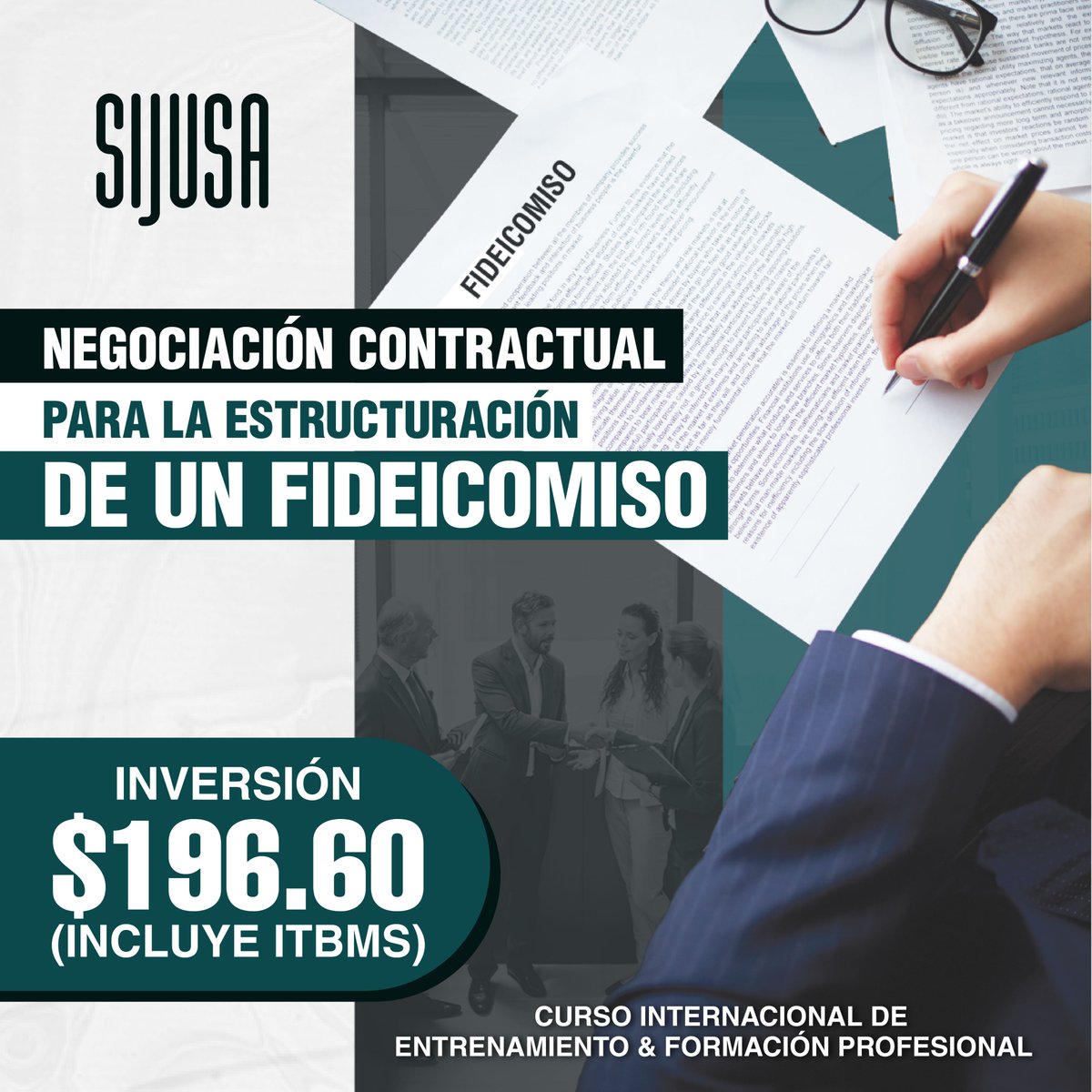 SijusaPty's tweet photo. ¡Participa de este exclusivo curso internacional que hemos diseñado para ti! NEGOCIACIÓN CONTRACTUAL PARA LA ESTRUCTURACIÓN DE UN FIDEICOMISO

Facilitador: @RodolfoPapa6 (Abogado Corporativo y Docente) #abogadocorporativo #fideicomiso #fiduciario #fiducia #fiduciante #patrimonios https://t.co/VzN8xvbQh3