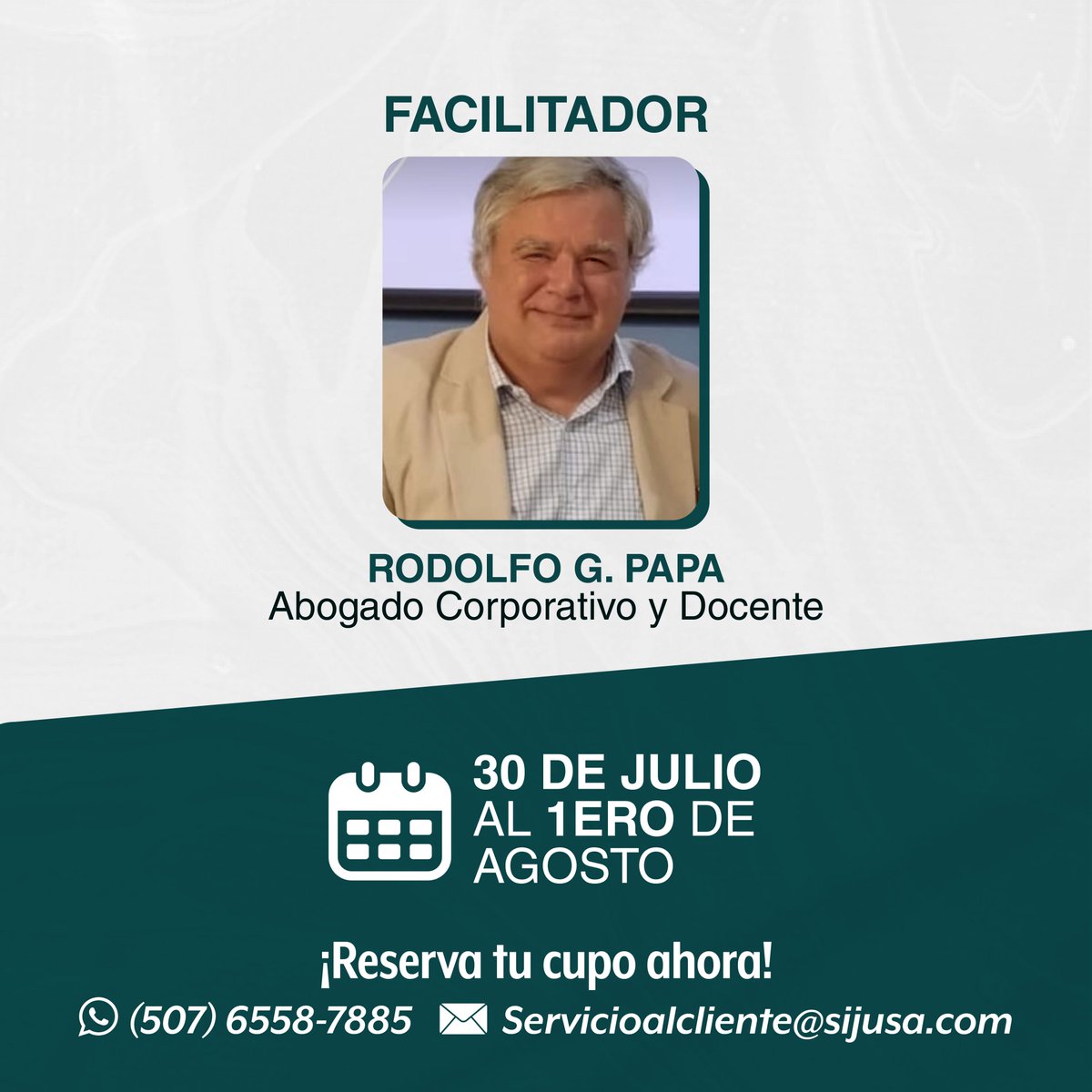 SijusaPty's tweet photo. ¡Participa de este exclusivo curso internacional que hemos diseñado para ti! NEGOCIACIÓN CONTRACTUAL PARA LA ESTRUCTURACIÓN DE UN FIDEICOMISO

Facilitador: @RodolfoPapa6 (Abogado Corporativo y Docente) #abogadocorporativo #fideicomiso #fiduciario #fiducia #fiduciante #patrimonios https://t.co/VzN8xvbQh3