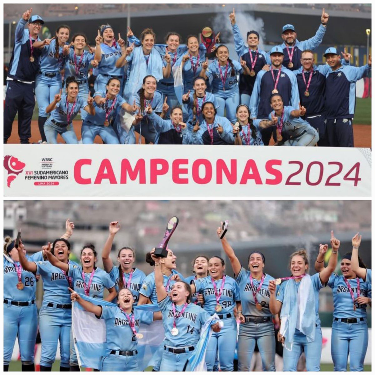 TraductorTeAma's tweet photo. 🚨🇦🇷| La Selección Argentina de Softball Femenino le ganó la final a Colombia 6 a 4 y se consagraron campeonas de Sudamérica 2024.

@petrogustavo abrazo https://t.co/64G10378PG