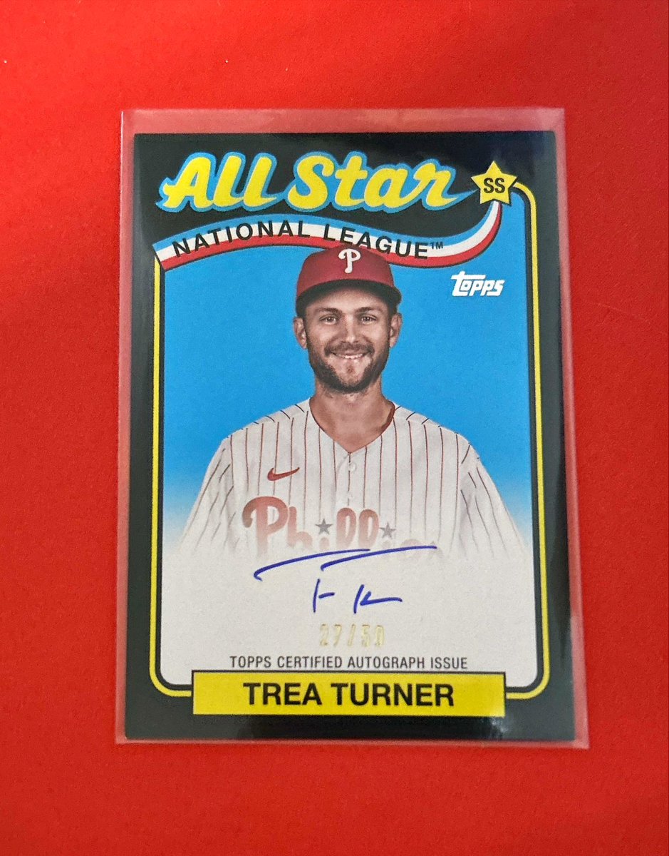 Day 133:

2024 Topps Series Two

1989 Topps Baseball All-Star Autographs Black #’d 27/50

Trea Turner

#phillies #baseballcards