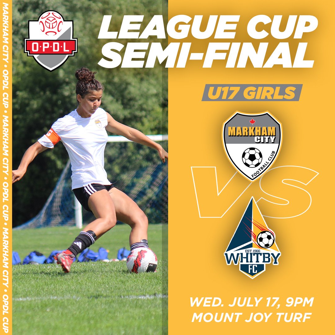 Markham_SC's tweet photo. TOMORROW!
Our U17 Girls will show the League Cup Semi-Final how it's done, #TheMarkhamWay!
ποΈ Mount Joy Turf, 9:00 PM.
Let's go, girls! https://t.co/GO7MxMvl45