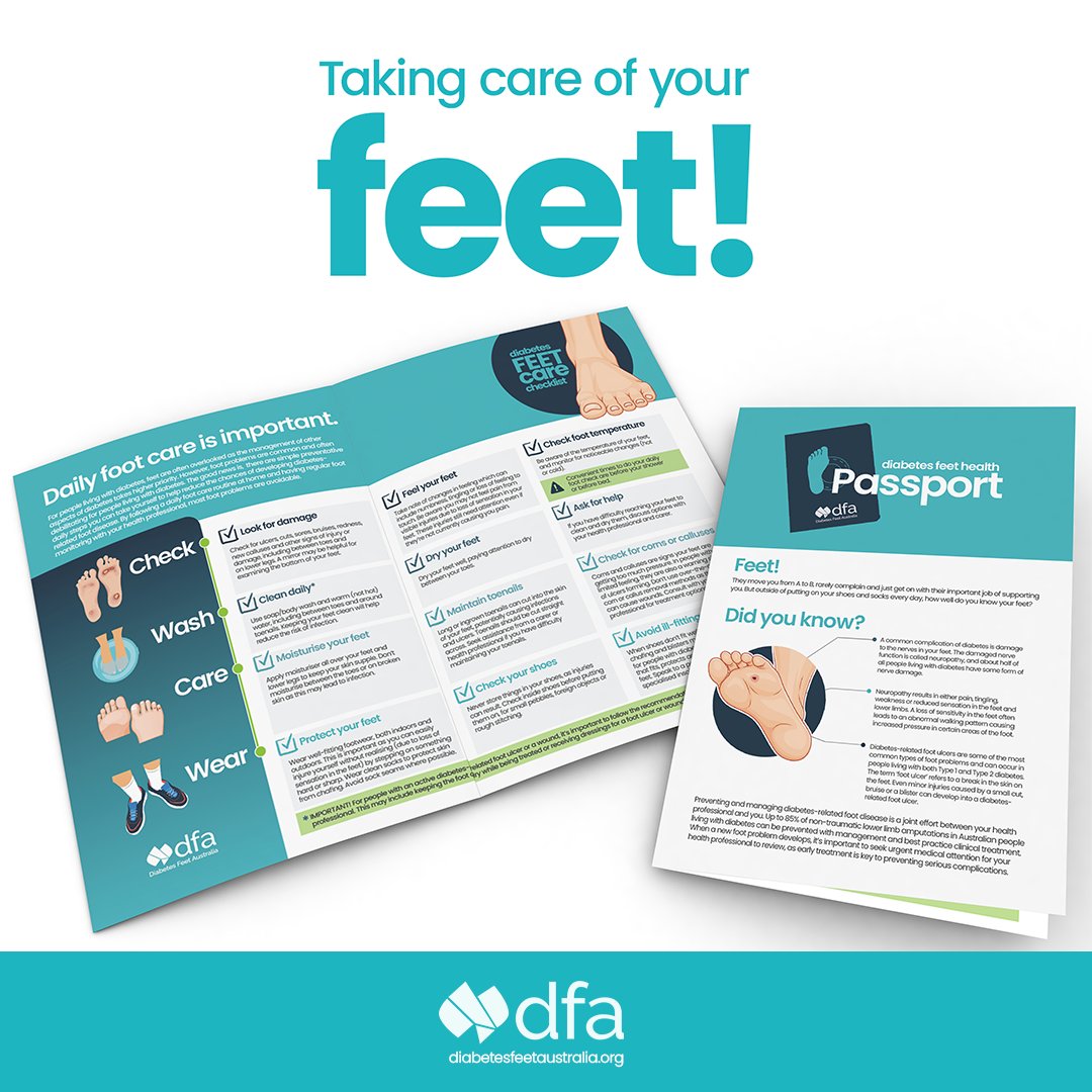 Foot care is vital for people living with diabetes and fortunately, many foot problems are preventable. Download our updated diabetes feet health passport that walks you through the daily steps to help take care of your valuable feet! tinyurl.com/f8fz8dah