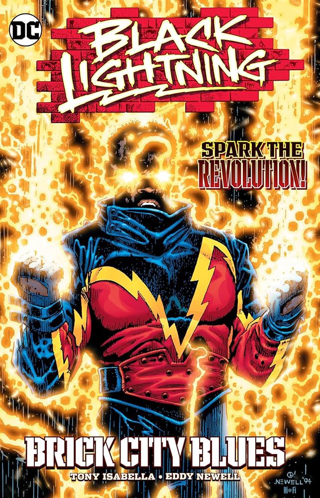 lovablegeek77's tweet photo. Currently reading: Black Lightning Brick City Blues.  It collects Tony Isabella’s seminal Black lightning series from the 90s.  Good stuff! Shockingly well written and drawn… https://t.co/kZCTEOLzxe