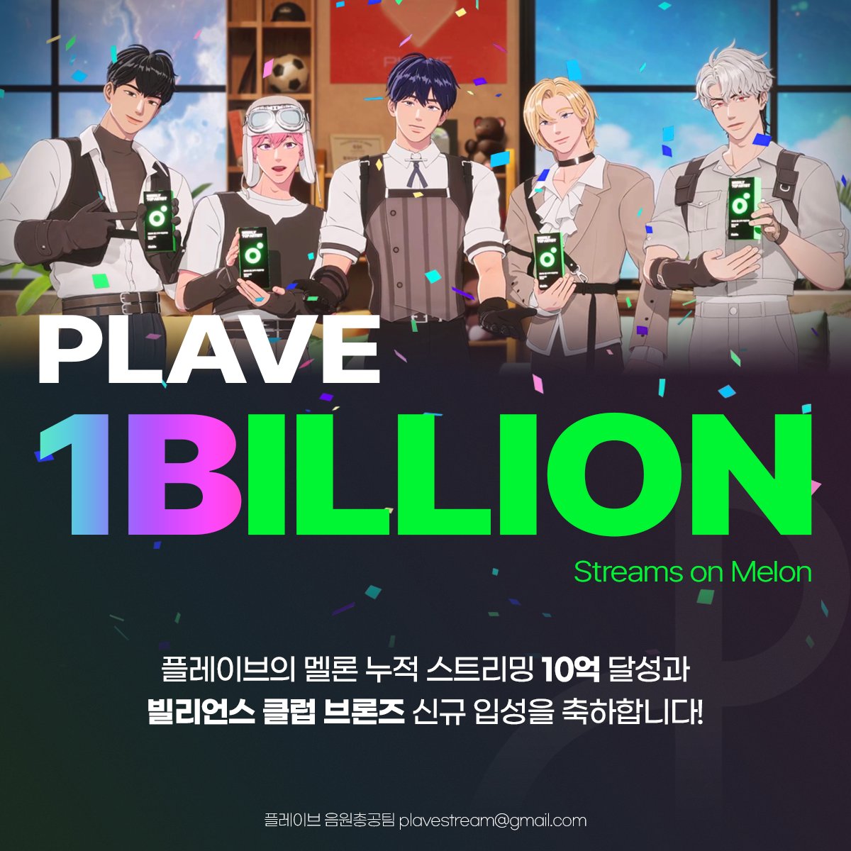 Plave_Stream's tweet photo. 🎉 플레이브 멜론 10억 스트리밍 달성 🎉

현재 스트리밍
1,003,620,000회

플레이브 데뷔 후 494일!
멜론 누적 스트리밍 10억 달성과 빌리언스 클럽 브론즈 신규 입성을 축하합니다!

https://t.co/0RRlEi6Xm0

#PLAVE #플레이브 #예준 #Yejun #노아 #Noah #밤비 #Bamby #은호 #Eunho #하민 #Hamin