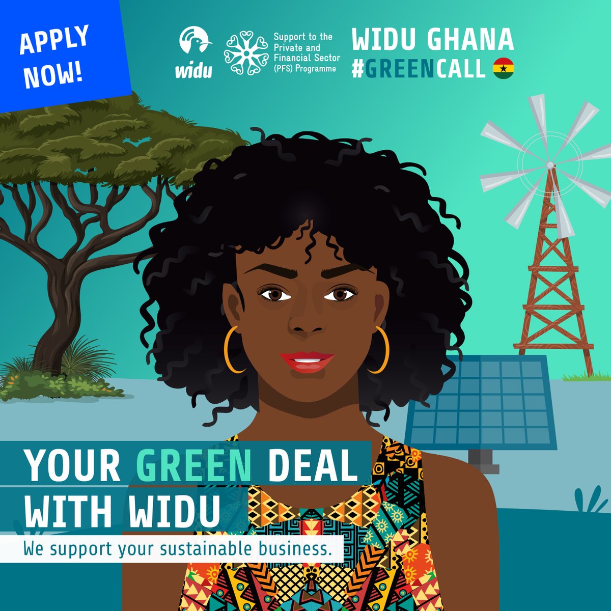 WIDU_africa's tweet photo. Exciting news for #GreenBusiness entrepreneurs! The #GreenCall is officially launched! Learn more here: https://t.co/K5W2cwFG32
#PFS #WIDUafrica #ThematicCall #GreenGhana #GermanCooperation
@WIDU_africa https://t.co/7jkTQB8lk3