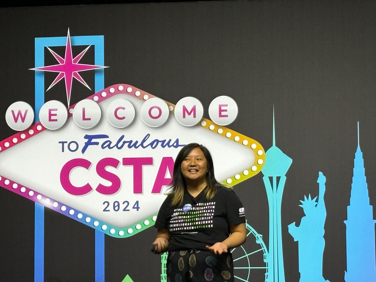 BTwarek's tweet photo. At #CSTA2024, #EquityFellow Michaela De Guzman encourages CS teachers to become comfortable in making mistakes and to model an authentic learning experience for our students. Love the call to action! @csteachersorg https://t.co/bwFrB9cZxZ