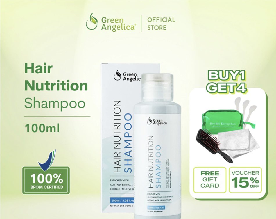 hnbbysyiv's tweet image. 10. ￼Green Angelica Hair Nutrition Shampoo Rambut Rontok Lepek dan Berketombe BPOM 100 ml
Link shopee: s.shopee.co.id/5VB0tUIIO5