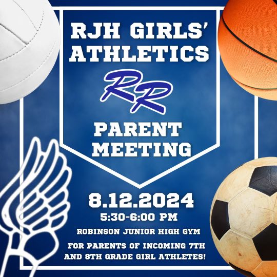 Save the date if you have an incoming 7th or 8th grade girl who will be in athletics💙 <a href="/whatsnewatrjh/">Robinson Jr. High</a> <a href="/robinsonisd/">Robinson ISD</a>