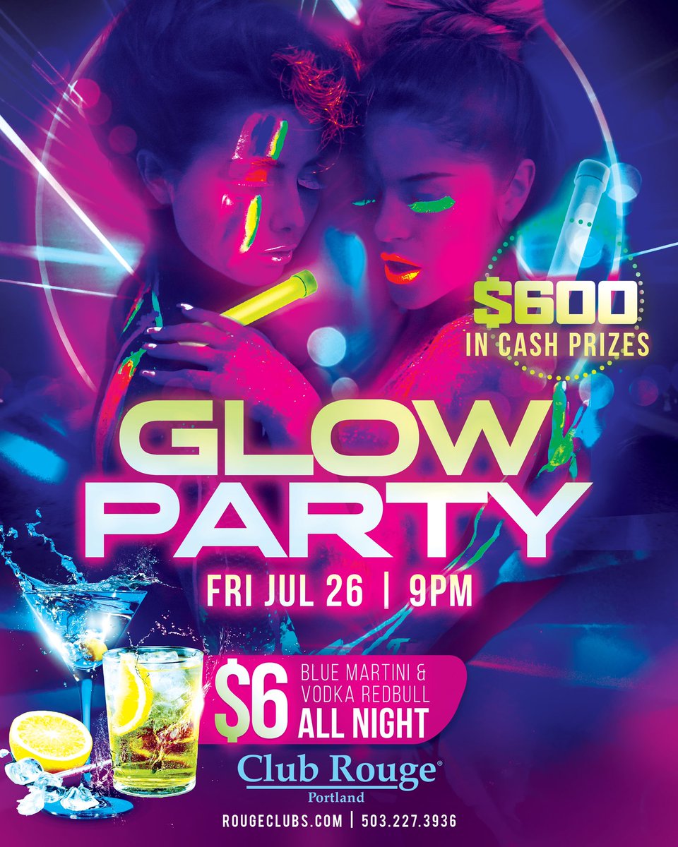 10 days away! Mark your calendars for our Glow Party July 26! We have $6️⃣ drink specials and $6️⃣0️⃣0️⃣ in cash prizes! 🌈🌈