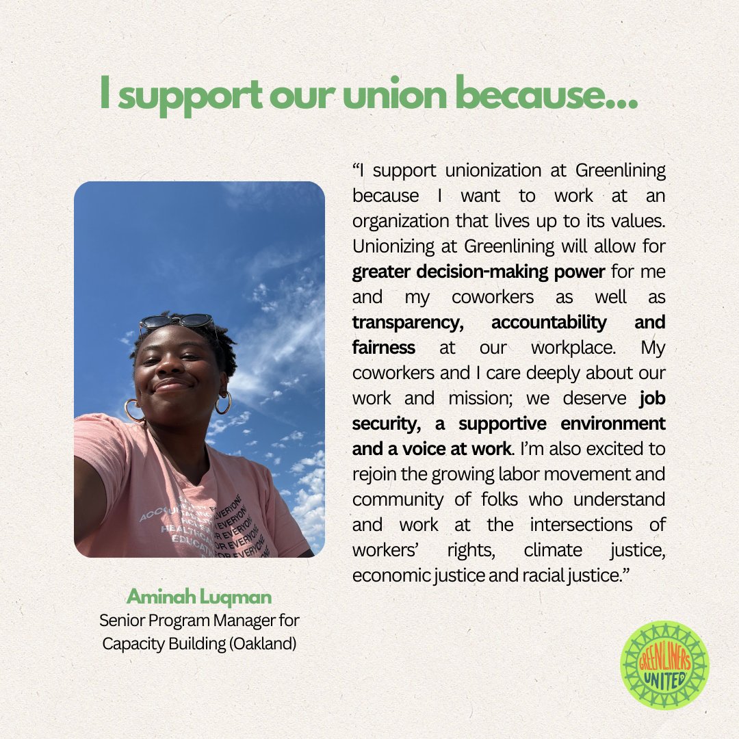 gluuaw's tweet photo. 👋 Meet the member! Aminah is a Senior Program Manager for Capacity Building (Oakland). Here’s why she supports our union:⁠ https://t.co/2OQNpP4kXY