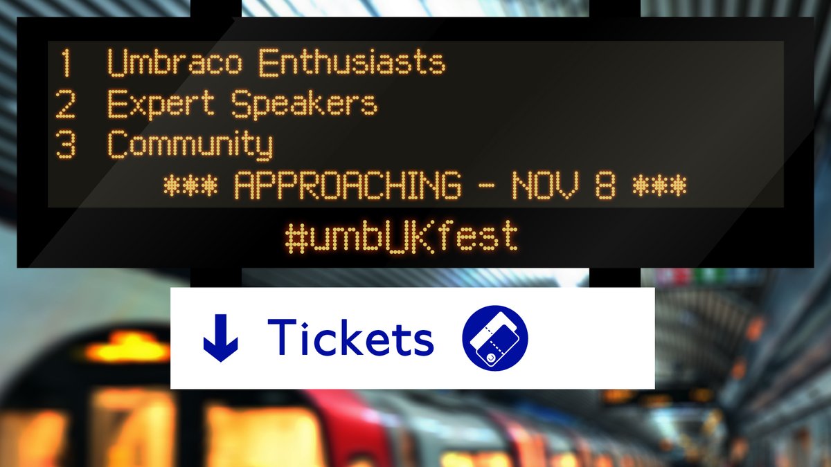 umbUKfdn's tweet photo. Next stop... #umbUKfest is returning to London on November 8th!

We're on track for what we hope is our biggest event yet – with an awesome packed lineup of #umbraco talks &amp; fun – and a new-old venue to boot...

Full details soon, tickets available now! https://t.co/CXMgdp0Xbb https://t.co/toJszBDJXT