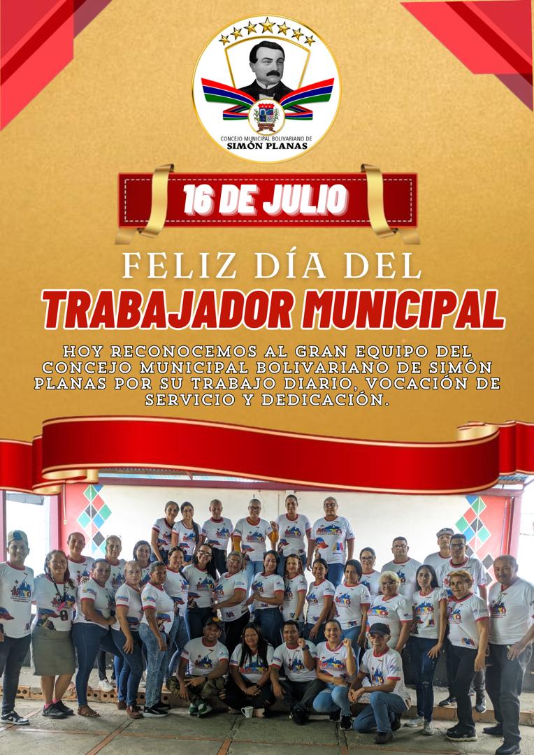 DÍA DEL TRABAJADOR MUNICIPAL 

Enviamos un afectuoso saludo a los trabajadores y trabajadoras municipales, quienes realizan con dedicación y compromiso una labor fundamental al servicio de nuestro pueblo. 

¡Muchas felicidades! 🫂

#VenezuelaVaPaLante 
<a href="/NicolasMaduro/">Nicolás Maduro</a>