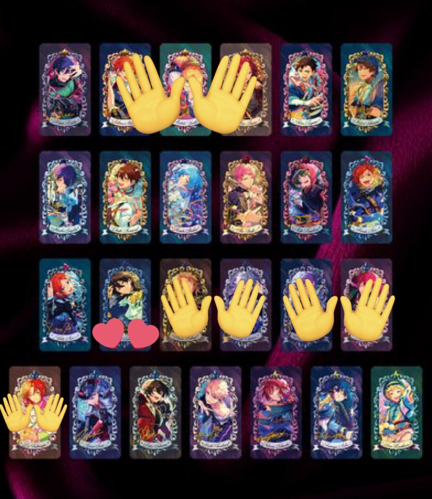 0nigi's tweet photo. 【交換・譲渡】あんスタ ミュージアムカード Museum Card Exhibition No.2
譲)☆北斗鉄虎翠忍☆千秋奏汰☆宗☆みかひなたゆうた☆凛月嵐☆夏目つむぎ（泉 宙）
求)零or 定価＋送料

1box予約済み。☆の譲渡は無印同数お迎え。交換は1枚から可能。一部声掛け中。（）は譲渡でお声がけあるので交換のみ https://t.co/RWc4P4JHNz