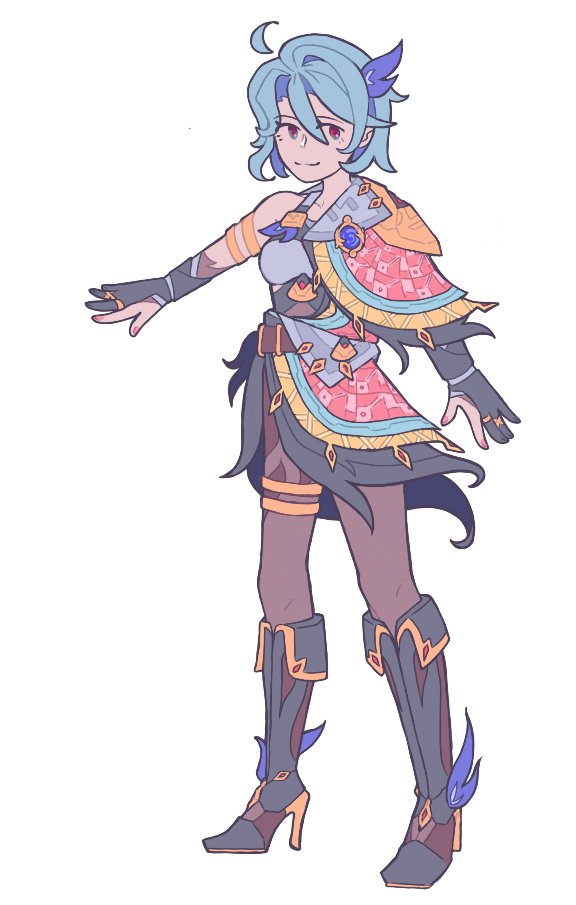 Webo271's tweet photo. Maybe the worst time to post this, but this is the Natlan oc I designed a while back. The lore was gonna be that she was in Fontaine when she got her vision so she got that casing.

#art #oc #Natlan #GenshinNatlan #GenshinImpact https://t.co/gwNvYZ21ld