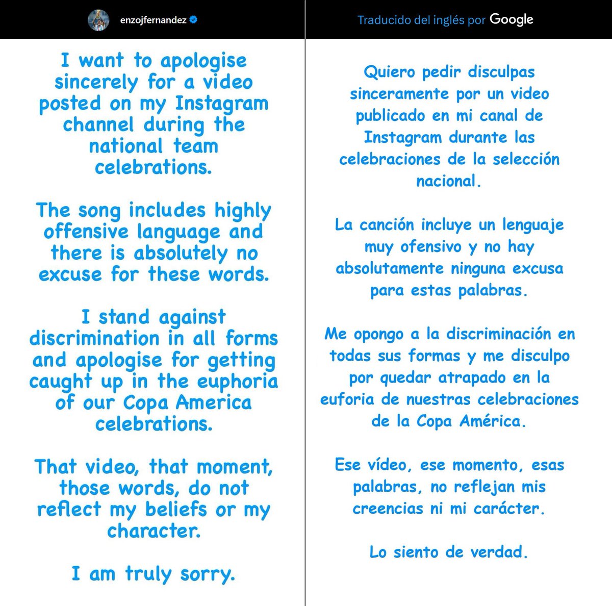 Terrible. Este tipo de comportamientos no me representan como argentina. Espero que no vuelva a pasar jamás (lo de disculparse por cantar ese temazo)