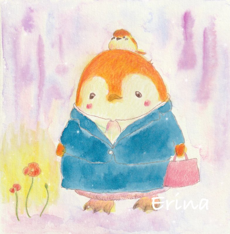scones263's tweet photo. 日々の生活の忙しさに追われていた私。
大切なものはすぐそばにある事すら見失っていたのね。

#ペンギン　#引き寄せ　#幸せ #イラスト　#penguins #watercolour #happiness https://t.co/0OeTzaHbbK