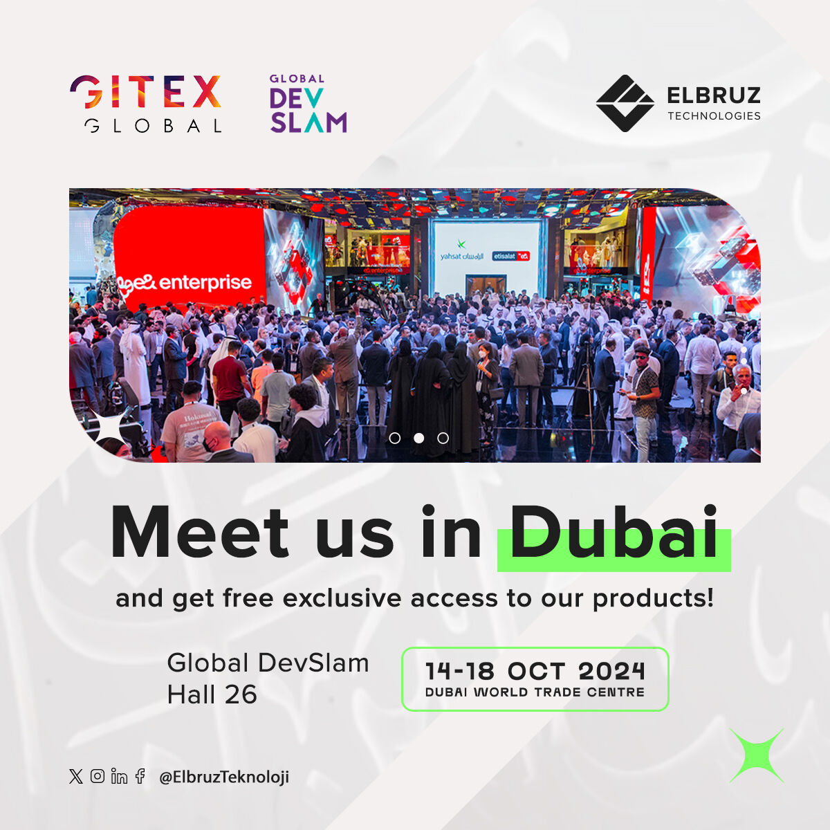 triploai's tweet photo. 🟢 Exciting News, Triplo AI Community! 🟢

Elbruz Technologies will showcase at GITEX 2024! 🎉

📅 Oct 14-18, 2024
📍 Dubai World Trade Centre, UAE

Join us to explore AI's future. Meet our team and see live demos!

👉 Mark your calendars! 🚀

#GITEX2024 #ElbruzTech #TriploAI https://t.co/fY7utcQibh