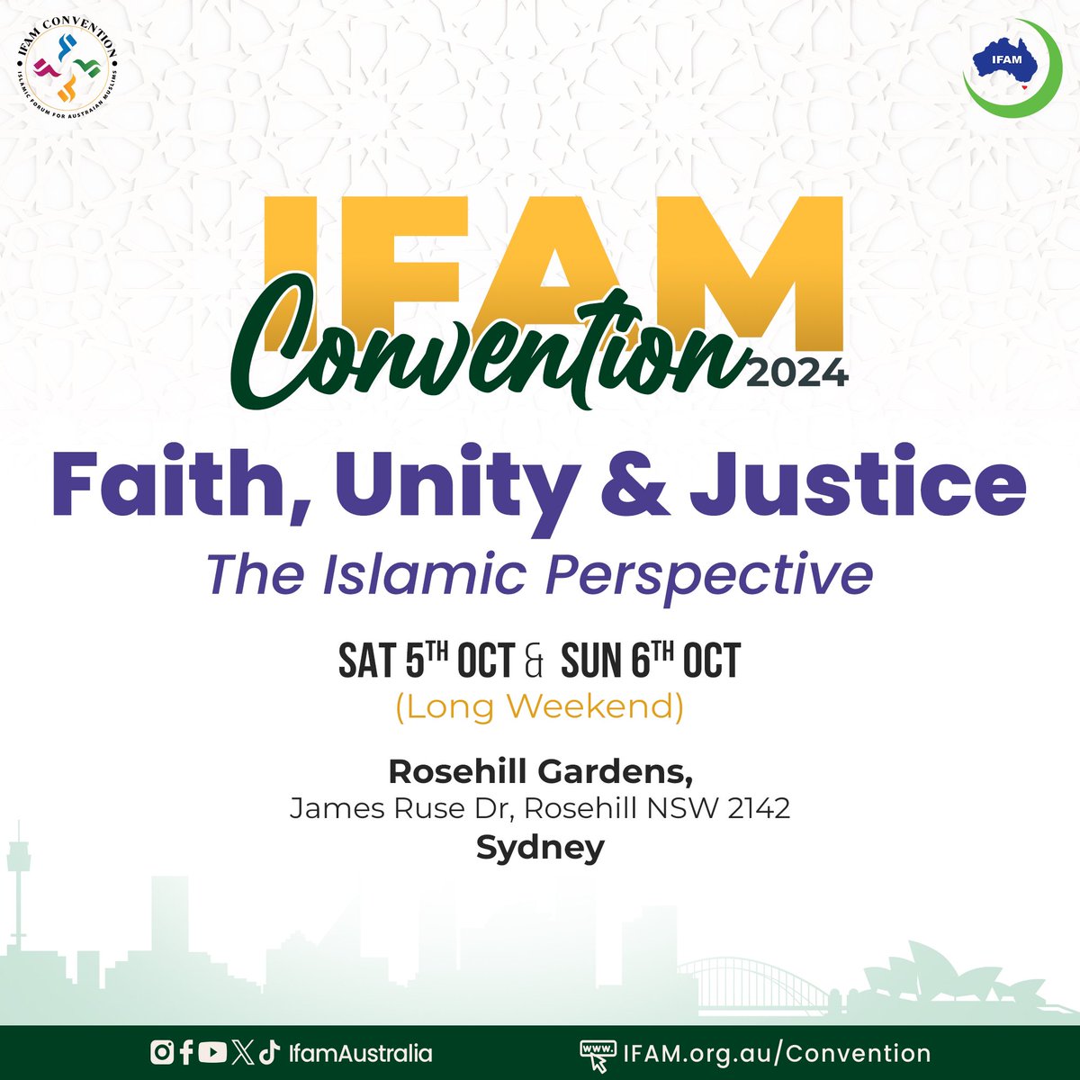 IfamAustralia's tweet photo. Join us with your Family at IFAM Convention 2024 as we explore Faith, Unity, and Justice from an Islamic Perspective! 

Learn, Fun &amp; socialising with attractive shopping &amp; kids rides!!!

#ifamaustralia #ifamconvention #ifamconvention2024 #FaithUnityJustice https://t.co/HIMsy20ALd