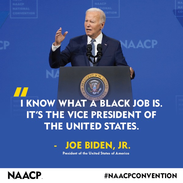 Our #BlackJobs have no limits.

#ICYMI: @potus dropped this gem during #NAACPConvention today.

Catch up on what you might have missed earlier on the NAACP YouTube Channel: bit.ly/4f7Rdac