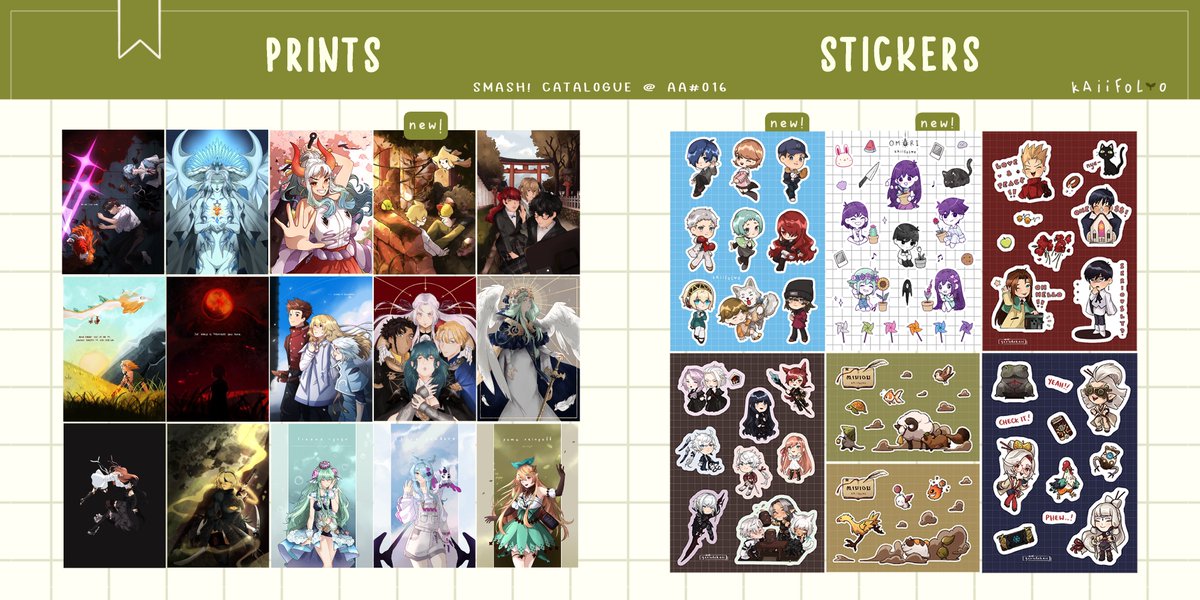 kaiifolio's tweet photo. hellllOooooO✨ i’ll be at @smashcon this weekend at table O16!!! here’s my catalogue (it’s mostly ffxiv, ffvii, p3 and zelda merch hehe (*´꒳`*)) 

come say hi!!!!!! 🕊️💕 

#smashcon2024 https://t.co/j9wBbQyncS