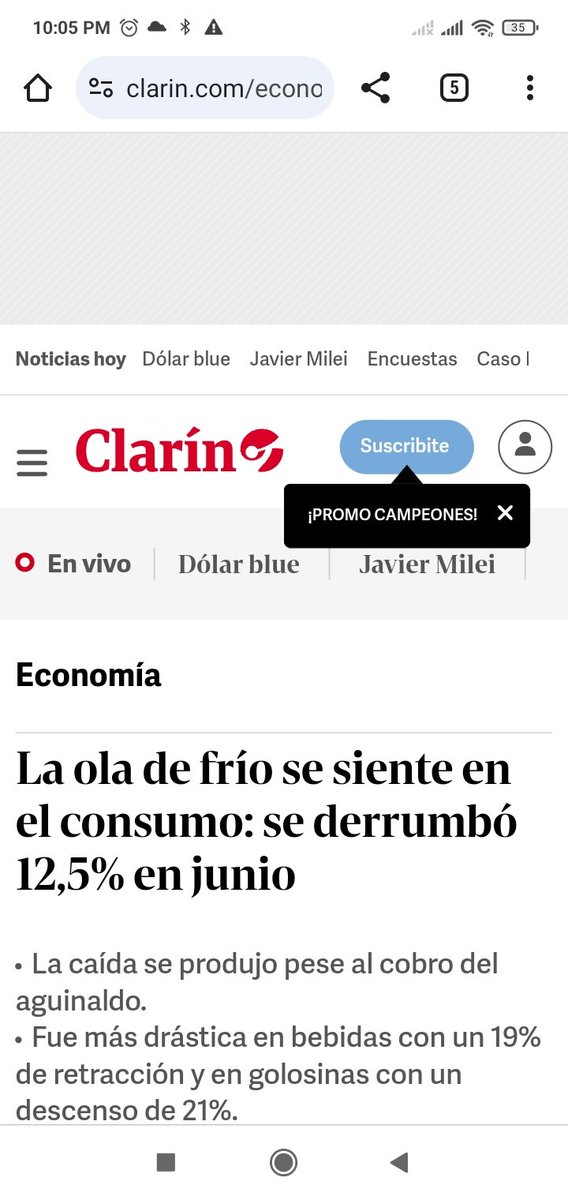 Para Clarín el derrumbe en el consumo se debe al frío 🤣 Nada tiene que ver el ajuste del gobierno....